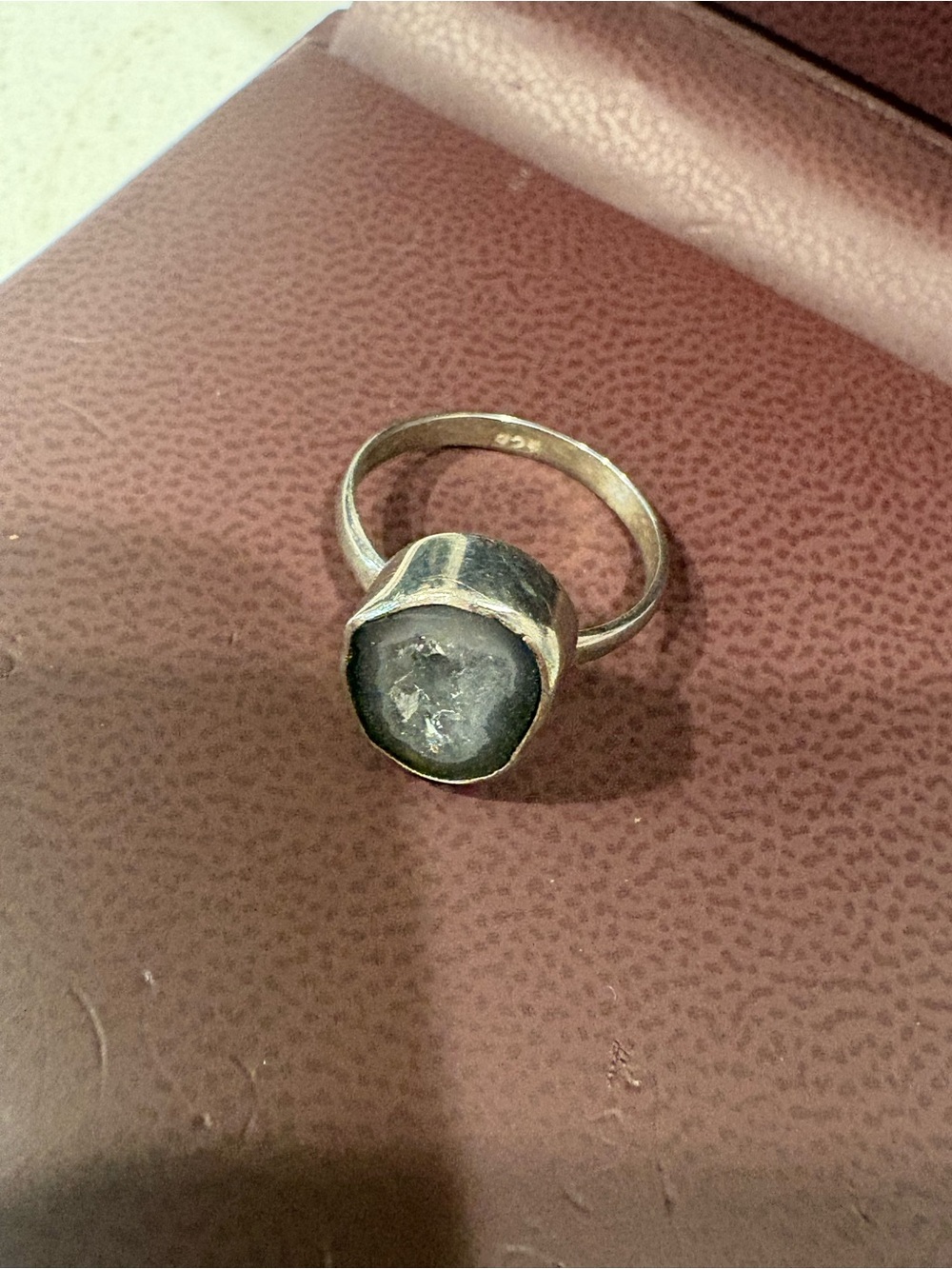 Sterling Silver Raw Geode Statement Ring - Gray